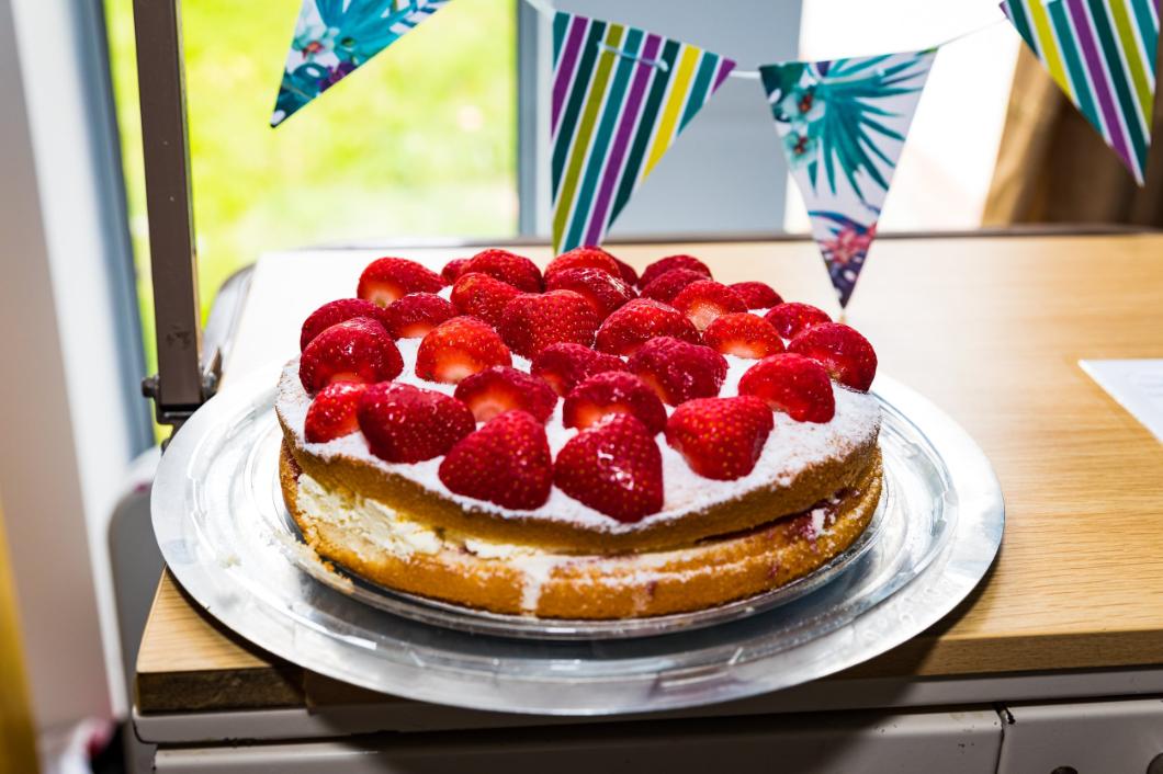 cake with strawberries on it